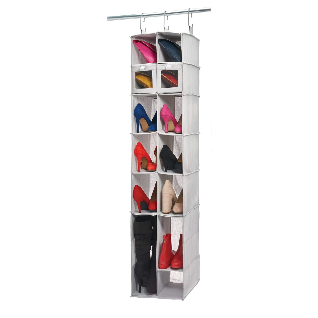 InterDesign Evie Schrank-Organizer, Stoff MDF, Schuh- und Stiefelorganizer, 12-16 Compartment, Schuh