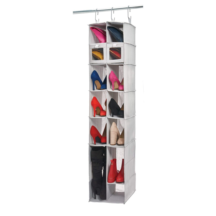 InterDesign Evie Schrank-Organizer, Stoff MDF, Schuh- und Stiefelorganizer, 12-16 Compartment, Schuh