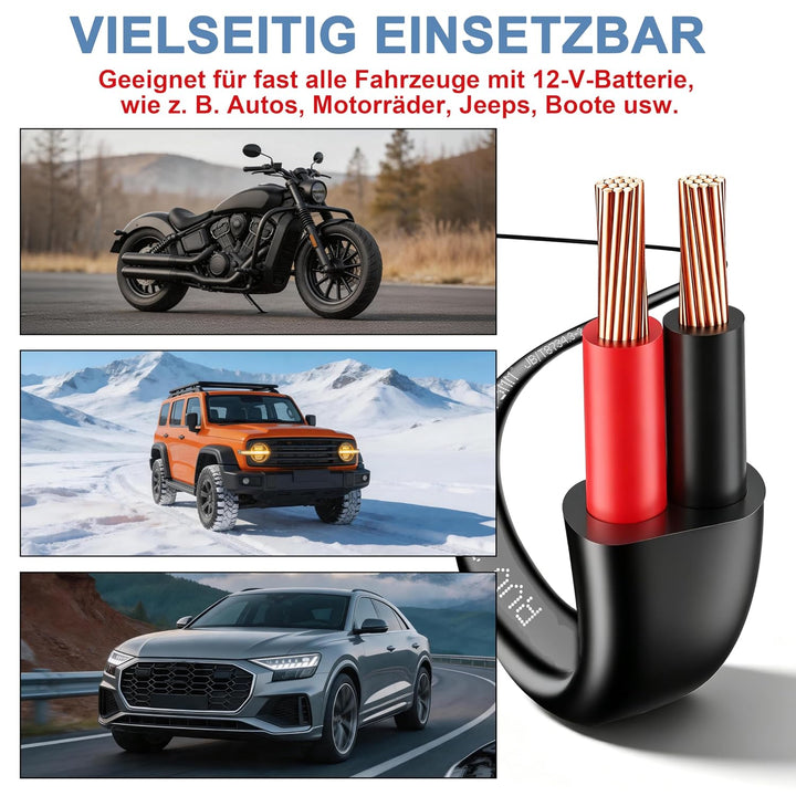 2 × 1,0 mm² Zweiadriges Doppelkabel 2 Core Automotive -Kabel 2 Leiter Kupfer -Elektrodraht 12 V 24 V