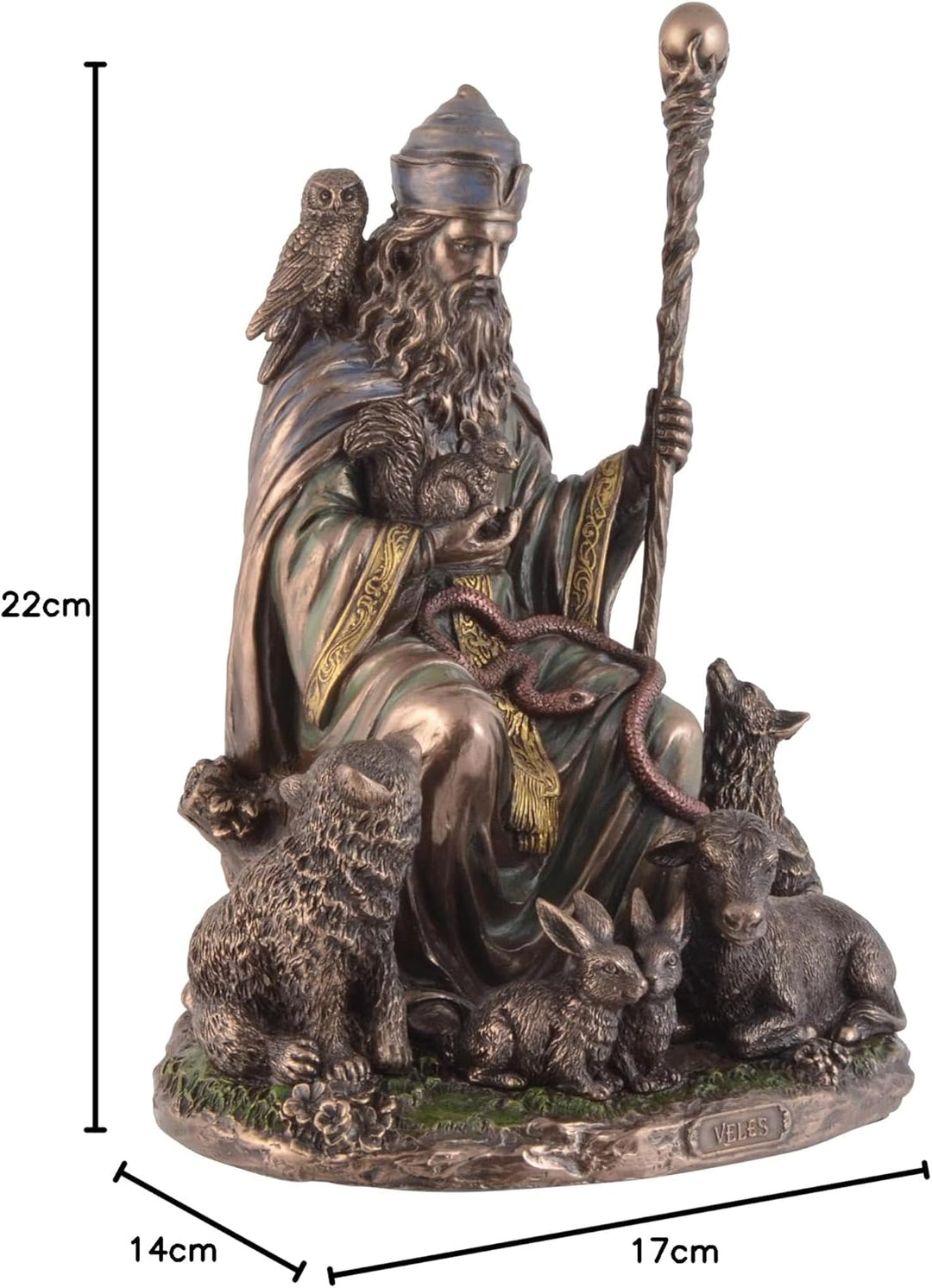 Veles, slavischer Gott der Erde, aus Kunststein angefertigt, von Hand bronziert und coloriert, Veron
