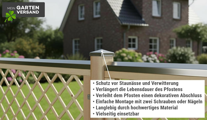 10× Pfostenkappe Edelstahl 9×9 cm (91×91 mm) – rostfreie Pyramiden-Abdeckung für Holzpfosten – witte