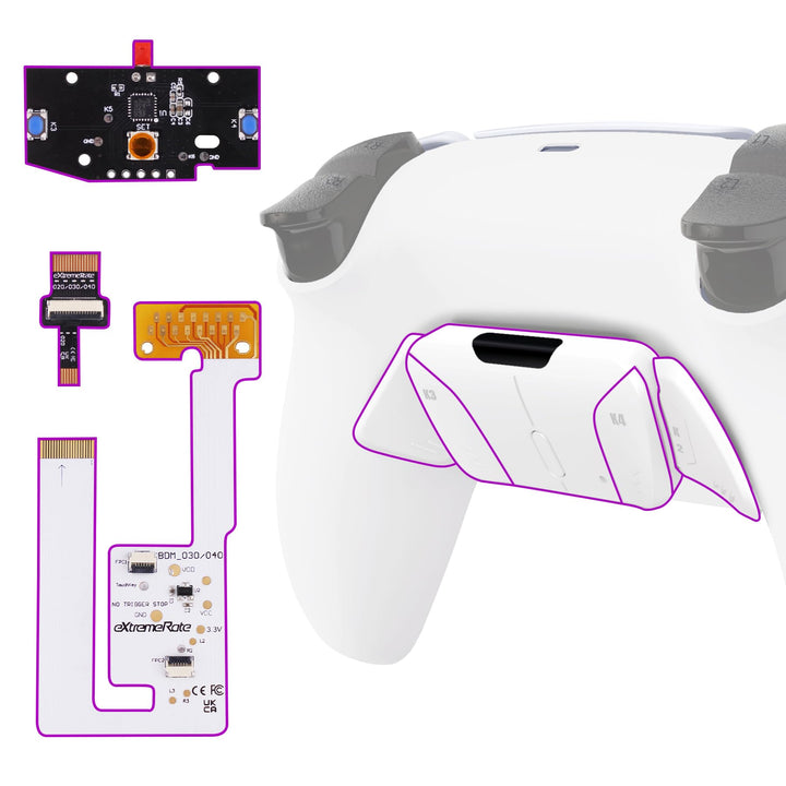 eXtremeRate Programmierbar RISE4 Remap Kit für ps5 Controller BDM-030/040,Remap Board&Rückplate Gehä