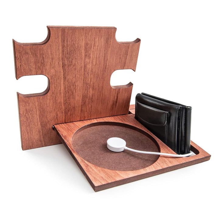 Personalisierte Dockingstation, Smartphone-Ständer - Nachttischhalter aus Holz, Geschenkidee für Män