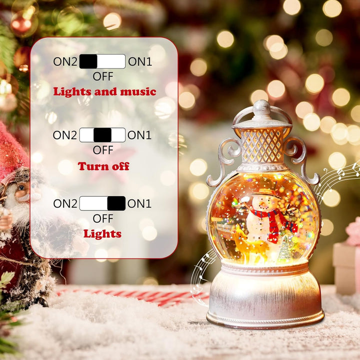 Weihnachten Deko, LED Weihnachts Schneekugel mit Musik und Licht, LED Kugellaterne aus Glas mit Schn