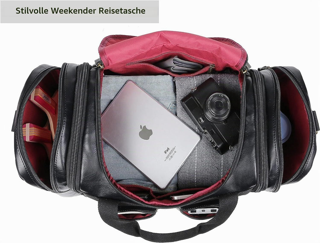 BAOSHA Faux Leder Reise Duffel Weekender Tasche Handgepäck Tragetasche Übernachtungstasche Sporttasc