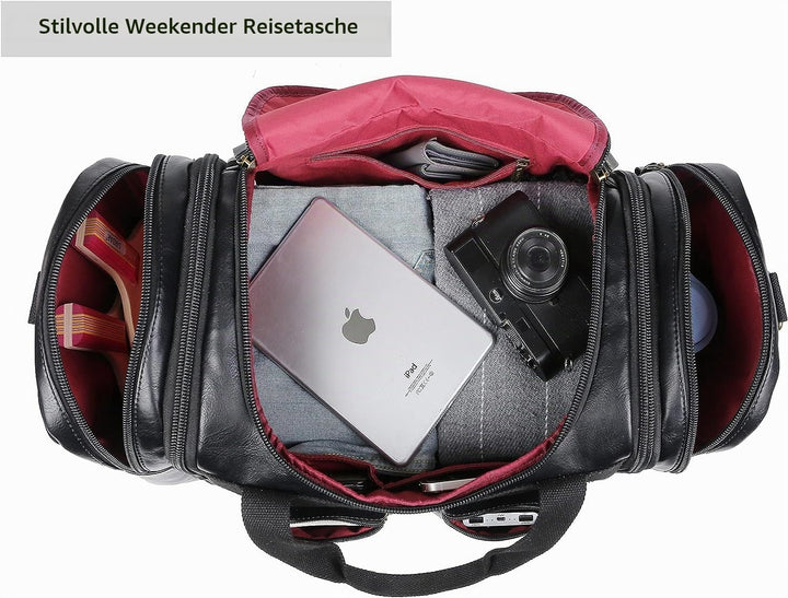 BAOSHA Faux Leder Reise Duffel Weekender Tasche Handgepäck Tragetasche Übernachtungstasche Sporttasc