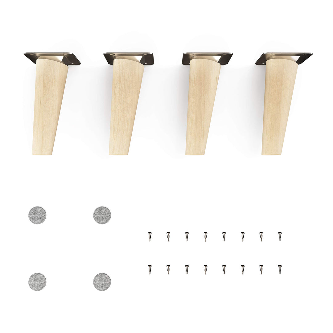 Sossai Möbelfüsse aus Naturholz Buche unbehandelt, Clif Round HMF2, 12 cm hoch, rund, schräge Ausfüh