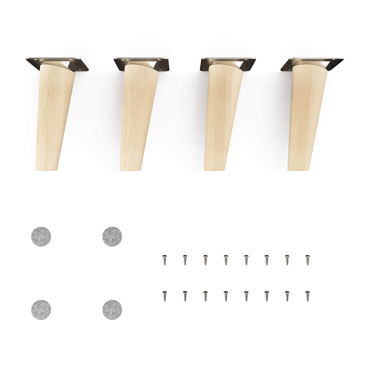 Sossai Möbelfüsse aus Naturholz Buche unbehandelt, Clif Round HMF2, 12 cm hoch, rund, schräge Ausfüh