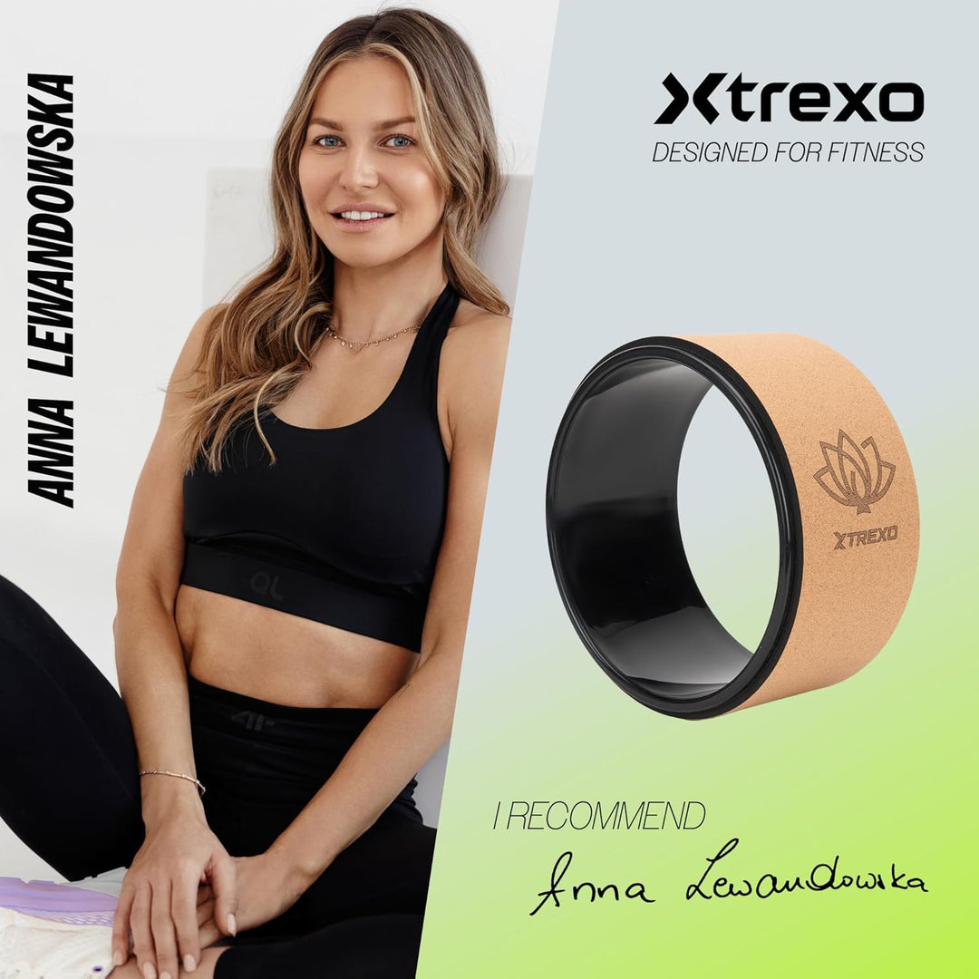 TREXO Yoga Rad Naturkork mit einem Durchmesser von 32 cm und einer Breite von 13 cm in Braun aus 100