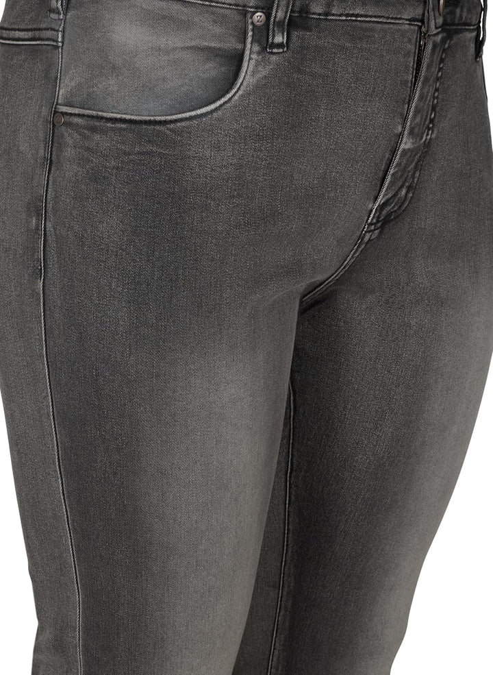 Zizzi Damen Grosse Grössen Emily Jeans Slim Fit Normale Taillenhöhe Gr 46W / 30L Dark Grey Denim, 46