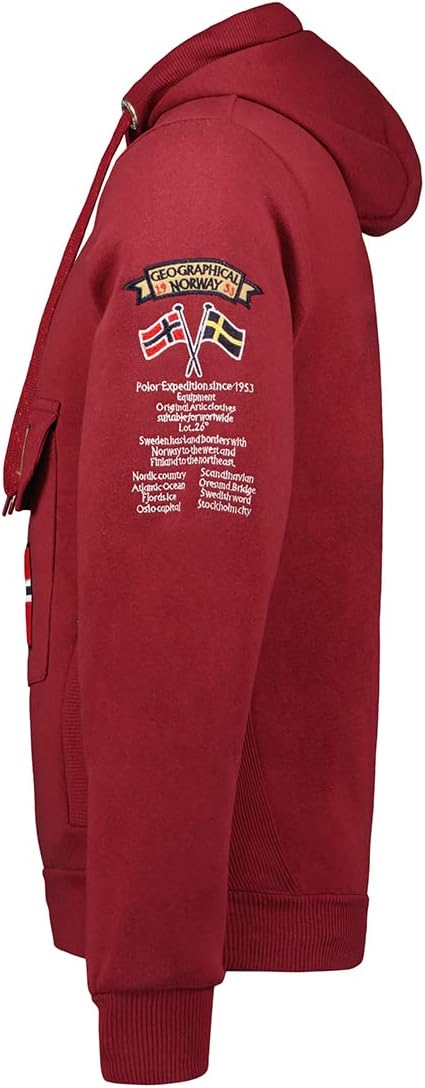 Geographical Norway GYMCLASS Men - Herren Kapuzenpullover Hoody S Burgundy, S Burgundy