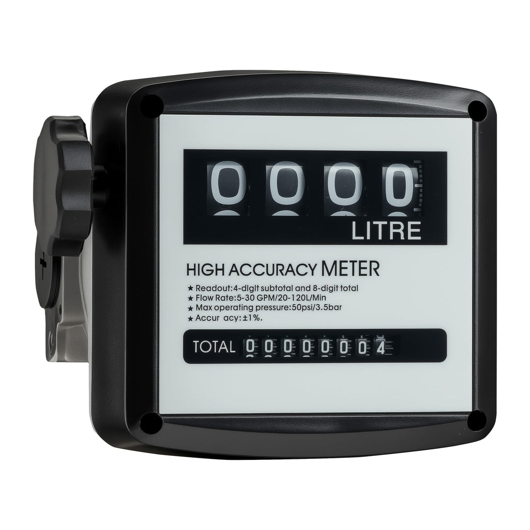 Wiltec Doppelzähler für Diesel Heizöl 3,5 bar 20-120l/min mit 32mm (1") Anschlüsse und 1% Abweichung