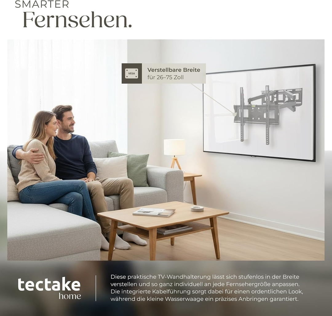 tectake® TV Wandhalterung schwenkbar für Fernseher, Bildschirm Halterung, Monitor Halterung, neigbar