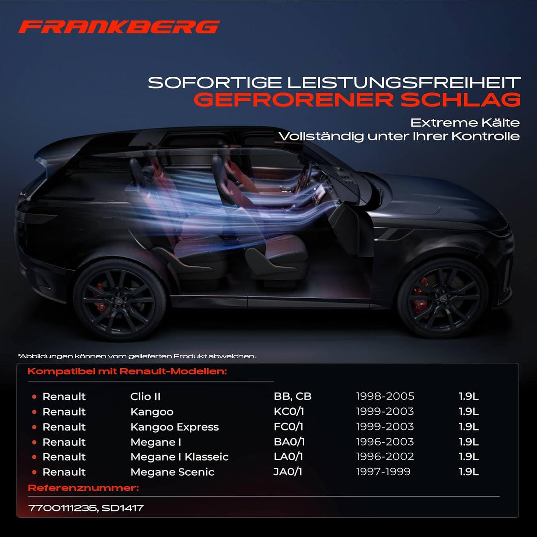 Frankberg Klimakompressor Klimaanlage 2-Polig für Clio II BB CB 1.9L 1998-2005 Kangoo KC0/1 1.9L 199