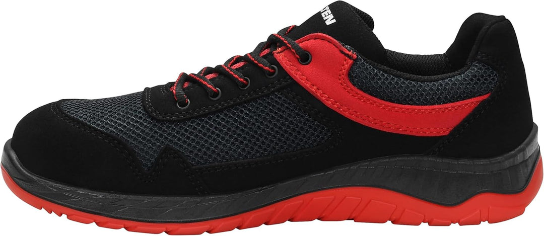 ELTEN Sicherheitsschuhe Lonny red Low ESD S1P, Damen und Herren, Textil, Stahlkappe, leicht, sportli