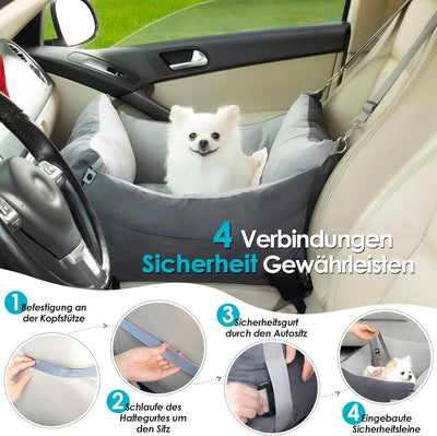 Hundeautositz Hundesitz Auto für Kleine & Mittlere Hunde Unter 15KG, Tragbares Hundekorb Auto mit Au