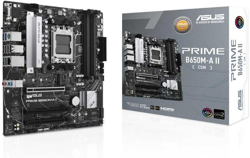 ASUS PRIME B650M-A II-CSM Mainboard Sockel AMD AM5 (Ryzen 7000, mATX, DDR5, PCIe 5.0, 2.5GB Ethernet