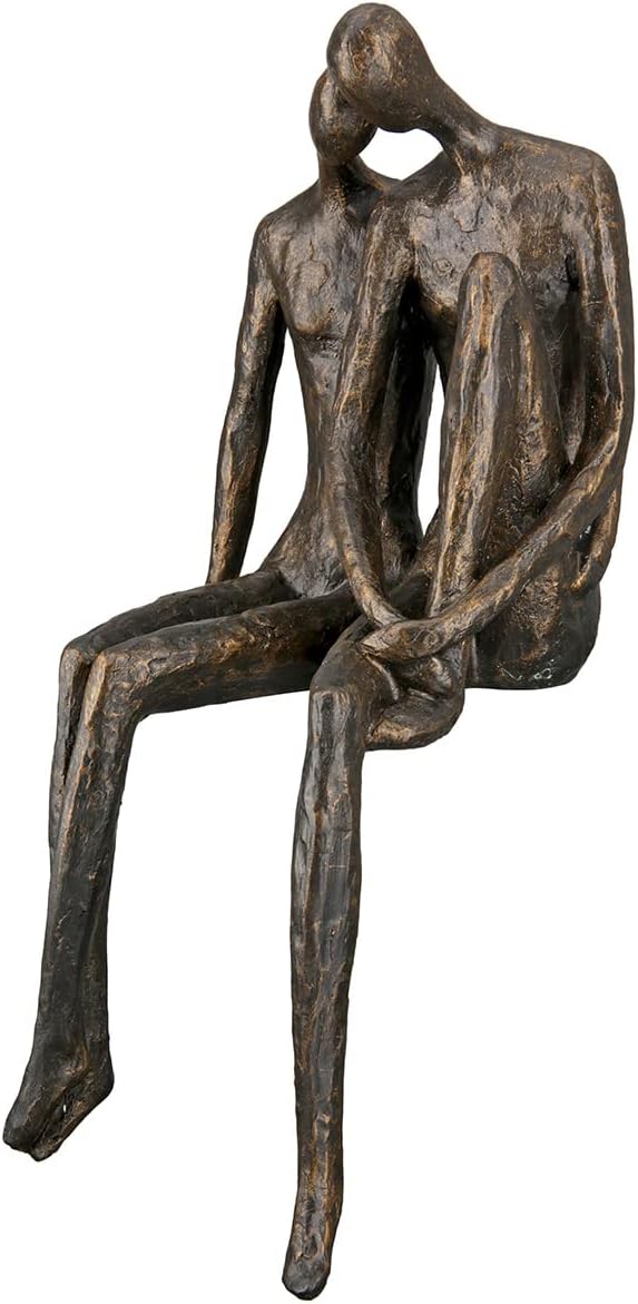 Casablanca Deko Skulptur Kantensitzer Kantenhocker Kunstharz - Liebe Paar - mit Spruchanhänger Gesch