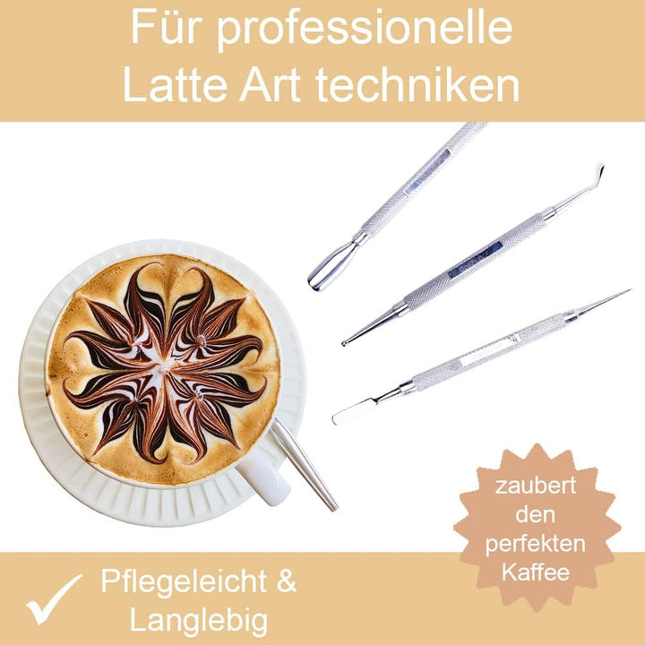 Latte Art Pen - Set für Latte Art - 6 Funktionen- Kaffee geschenk - Barista Besteck - Barista Werkze
