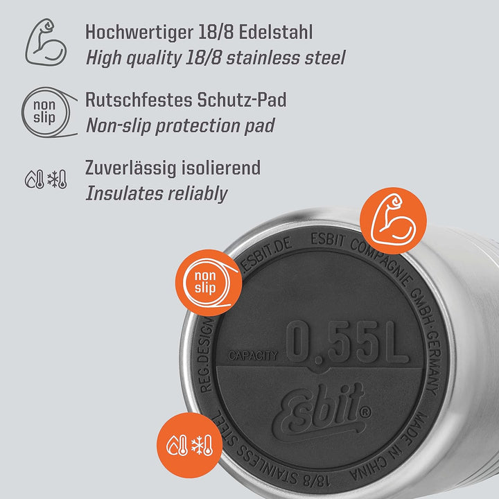 Esbit Thermobehälter Majoris | Edelstahl | BPA-Frei | Schwarz & Silber | 0,4L & 0,55L | für warme Sp