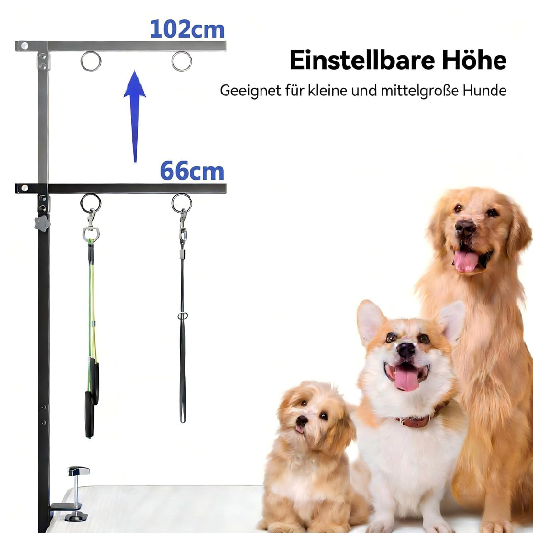 Faltbarer Hundepflegetisch-Arm mit Tischklemme – Höhenverstellbar 66–102 cm, Grooming-Arm mit Hängem
