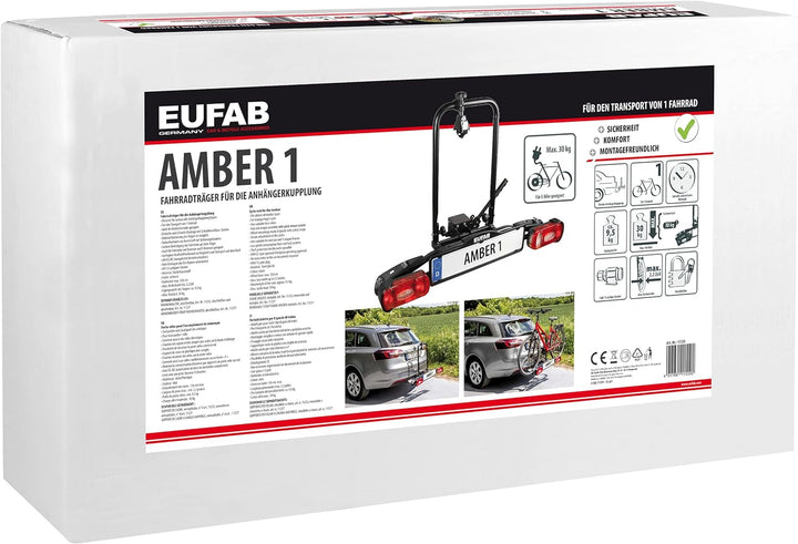 EUFAB 11559 Fahrradträger AMBER 1, E-Bike geeignet, teilweise vormontiert, für 1 Fahrrad, für