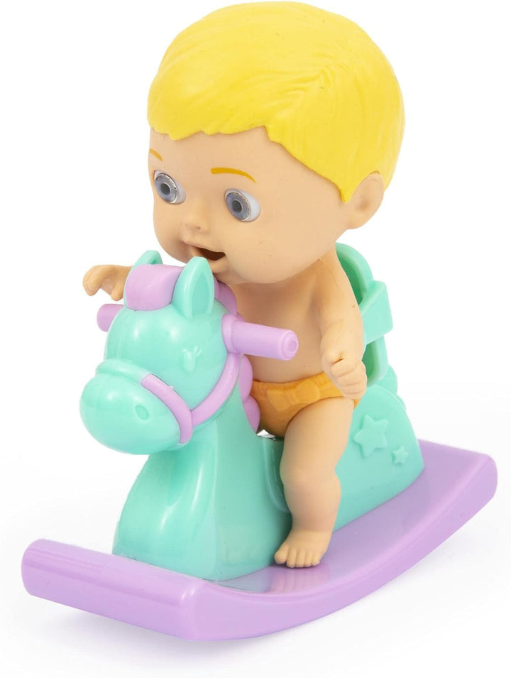 Giochi Preziosi Cicciobello Amicicci, Baby mit Schaukelpferd, mit Zubehör, Modell für Jungen, Blonde