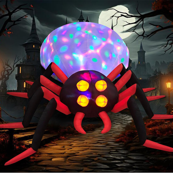 Danxilu 244 cm riesige aufblasbare Halloween-Spinne für den Aussenbereich mit rotierenden bunten LED