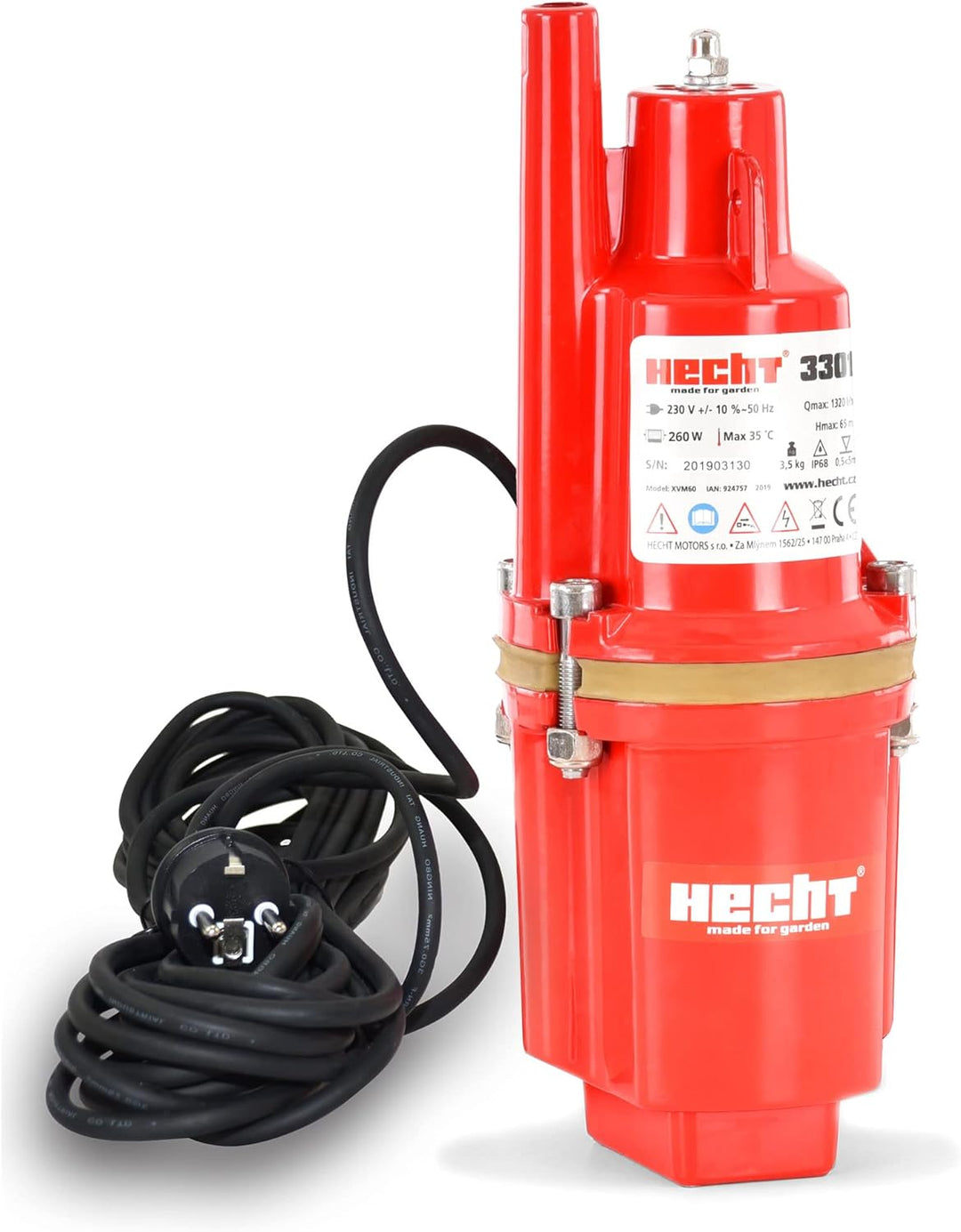 HECHT Tiefbrunnenpumpe – 260 Watt / 230v -240 v – 70 m Förderhöhe – 1400 l/h Fördermenge Wasser – Me