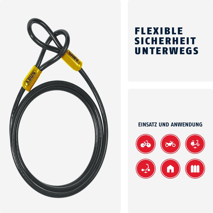 ABUS Schlaufenkabel Cobra 10 - Stahlseil mit Kunststoff ummantelt - Sicherung für Fahrrad- und Motor