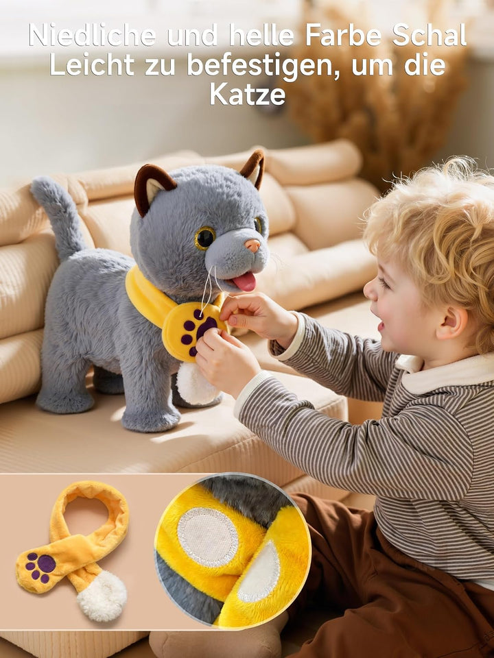 TUMAMA KIDS Interaktives Katze Spielzeug für Kinder Mit 6 Musik, Kuscheltier Kittens Mit Fernbedienu