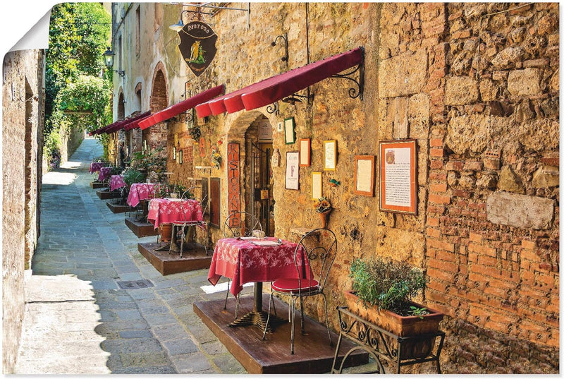 ARTland Poster Kunstdruck Wandposter Bild ohne Rahmen 90x60 cm Toskana Italien Stadt Altstadt Restau