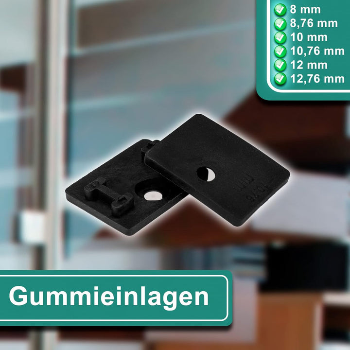 PRIOstahl Glashalter 4 Stück Glasklemme Klemmhalter Glashalter mit Sicherungsplatte + Sicherungsstif