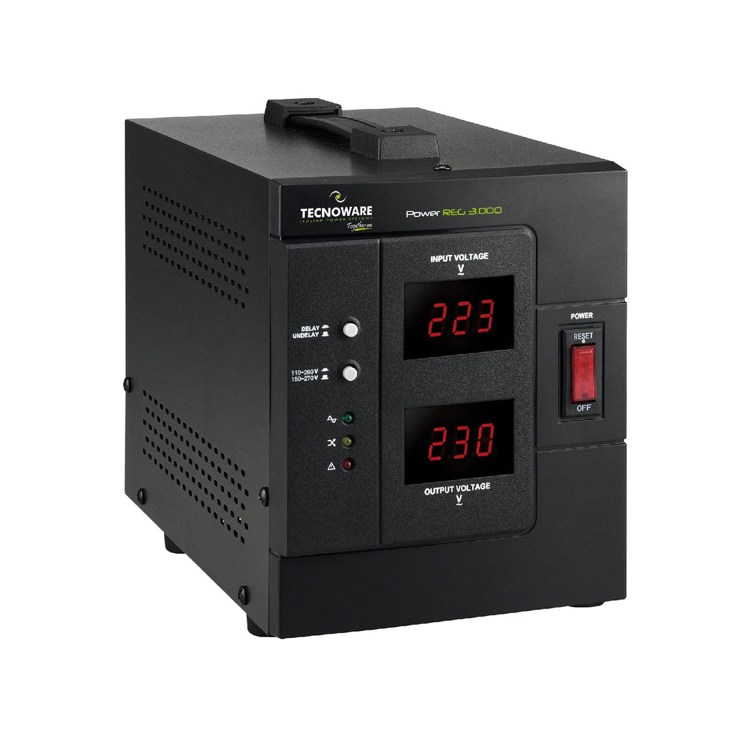 Tecnoware Power Reg 3000VA - Einphasiger Elektronischer Stabilisator - Stabilisierung ±6% - Kabelein