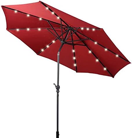 GIANTEX 3 M Sonnenschirme für den Aussenbereich, 8 Lamellen, 24 LEDs für Solarpaneele, neigbar, 2 in