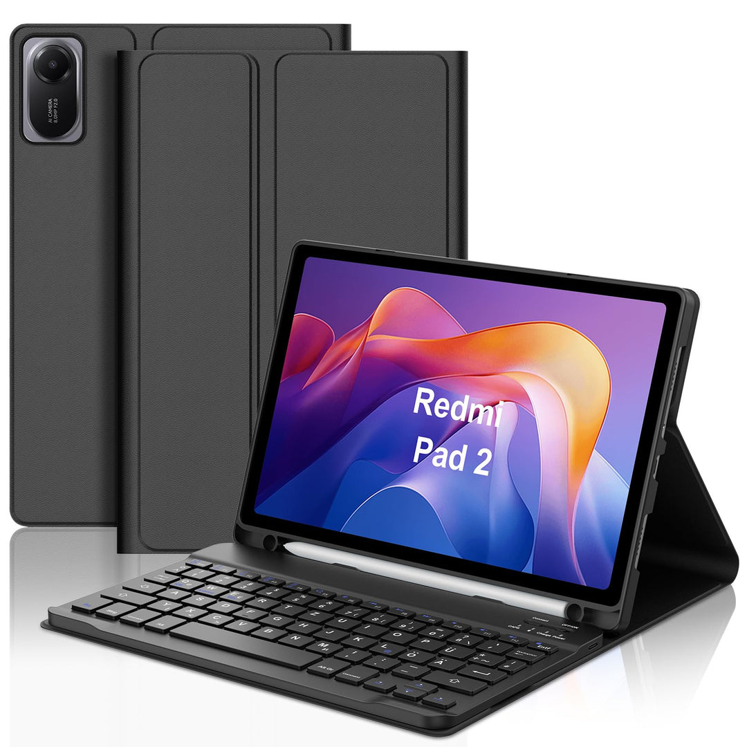 IVEOPPE Tastatur für Xiaomi Redmi Pad 2 &amp; SE 11 Zoll, Hülle mit Bluetooth Abnehmbarer Tastatur für R