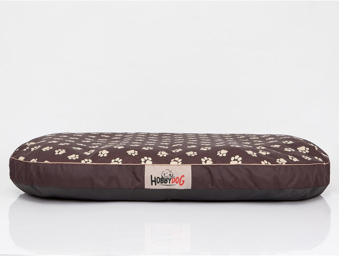 Hobbydog M MOWBWL6 Dog Mattress Oval M 70X50 cm Brown with Paws, M, Brown, 1.6 kg
