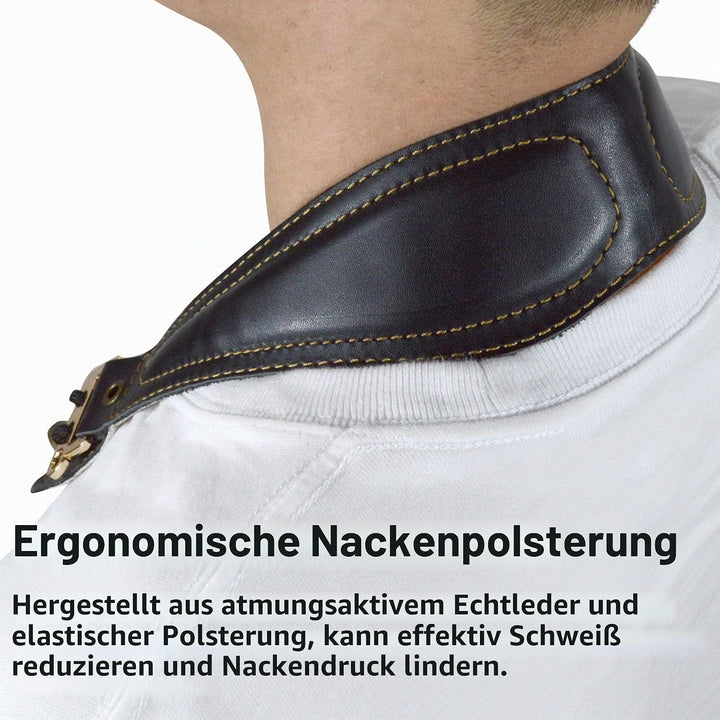 adorence Premium Saxophon Gurt (handgefertigt mit echtem Leder, atmungsaktivem Polster und Metallhak