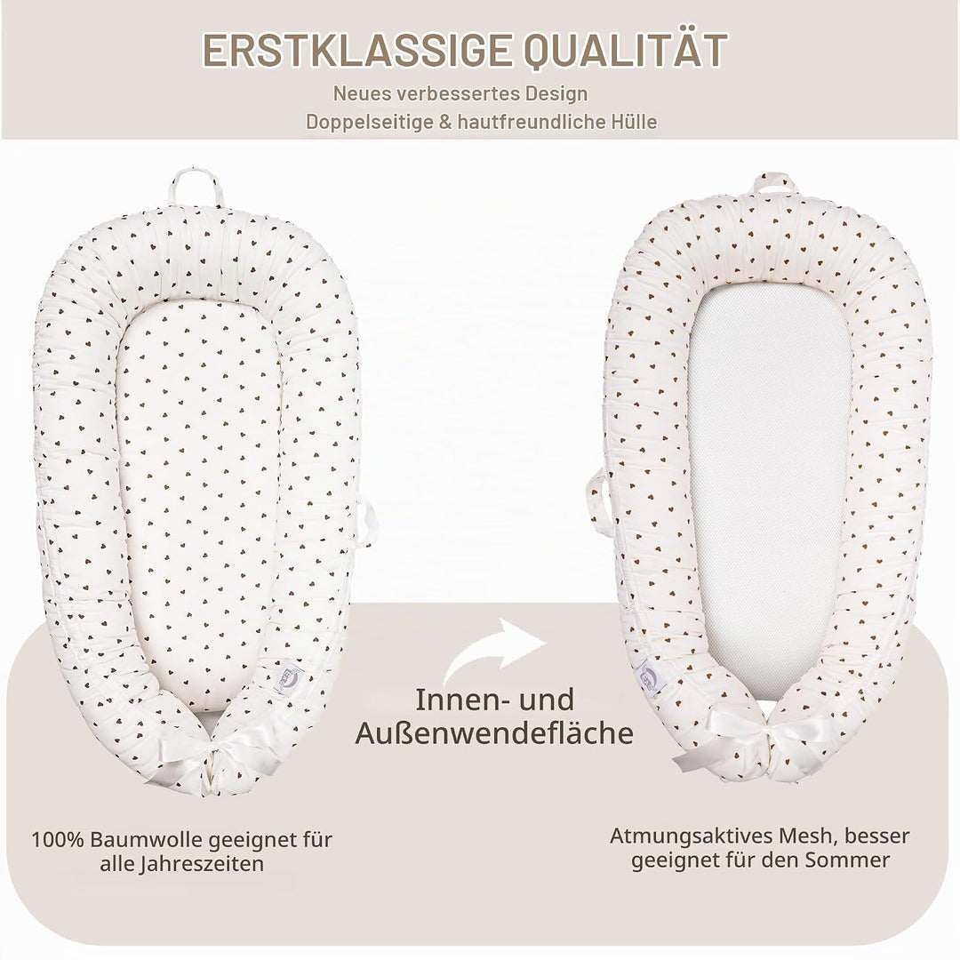 EAQ Babynest Nestchen Baby Weiches Atmungsaktives baby bett für Neugeborene Geschenk 100% Baumwolle