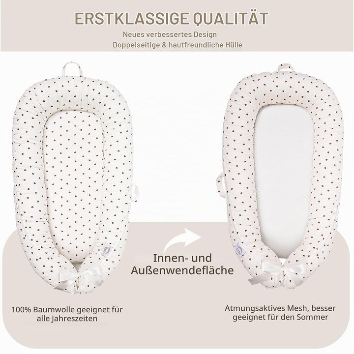 EAQ Babynest Nestchen Baby Weiches Atmungsaktives baby bett für Neugeborene Geschenk 100% Baumwolle