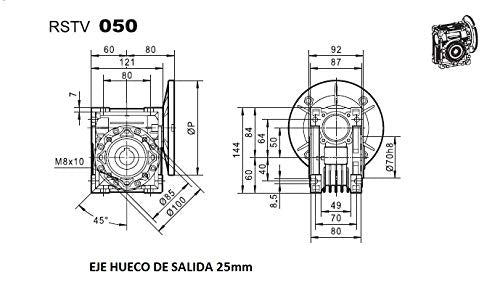 Getriebemotor Dreiphasiger, 220 V/400 V, 0,5 PS, 0,37 kW, 35 RPM DE SALIDA, 35 RPM DE SALIDA