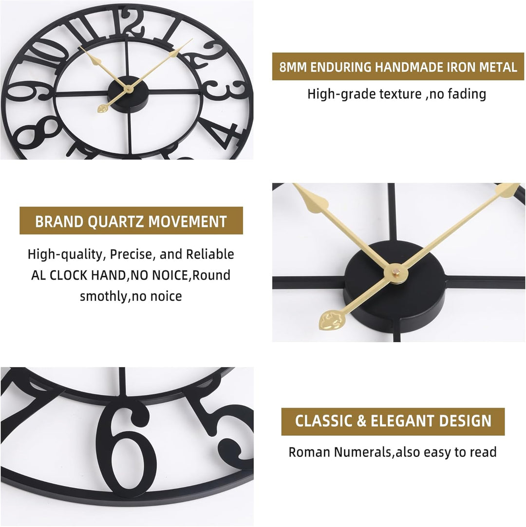 Wanduhr Gross Modern Nahezu Lautlos Ohne Tickgeräusche -60cm Durchmesser Wanduhren Modern Wohnzimmer