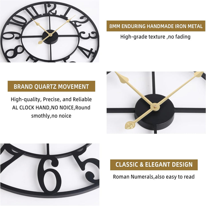 Wanduhr Gross Modern Nahezu Lautlos Ohne Tickgeräusche -60cm Durchmesser Wanduhren Modern Wohnzimmer