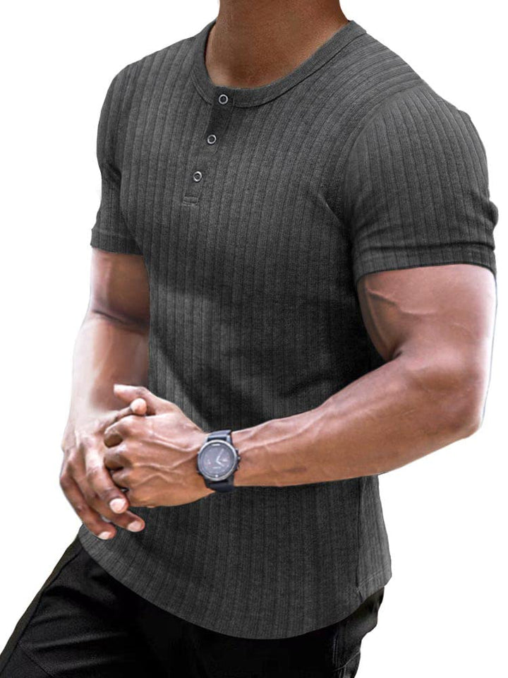 Muscle Cmdr Muscle Henley Shirt Herren Langarm, Slim-fit Langarmshirt, Freizeit T-Shirt aus Baumwoll