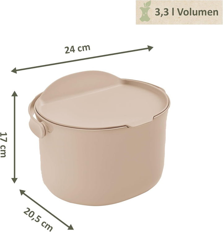 Lemodo Organko Daily Cappuccino, Biomülleimer Küche 3,3 l – formschöner Komposteimer aus recyceltem