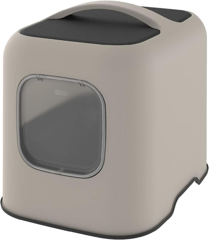 Rotho MyPet Biala Katzenklo mit Haube und Schaufel, aus recyceltem Kunststoff, beige/anthrazit, Capp