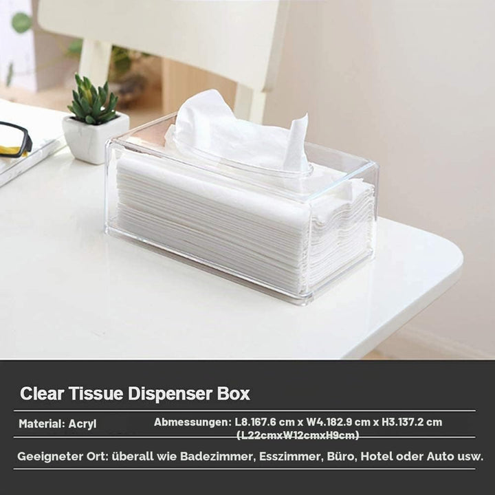 Quadratische transparente Acryl-Taschentuchbox, Box-Abdeckungen, rechteckig, Badezimmer-Gesichts-Ser