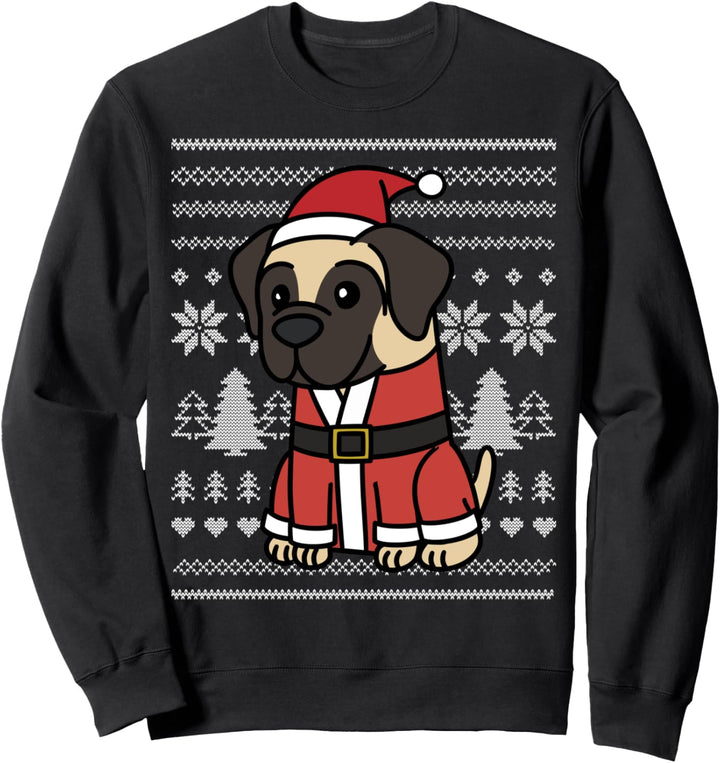 Cartoon English Mastiff Lustiger Hund Weihnachten Geschenk Sweatshirt