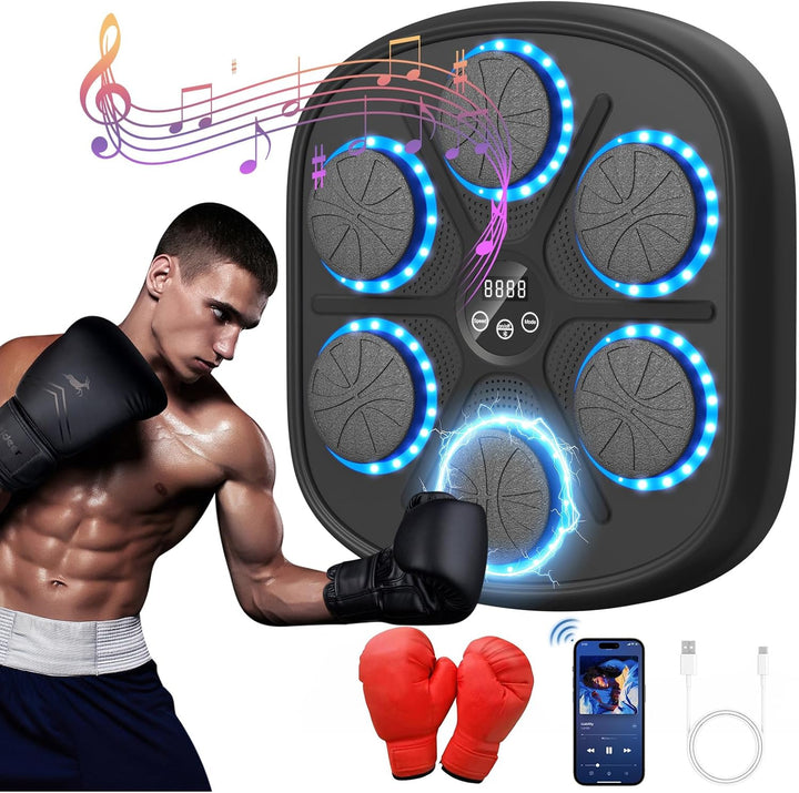 RevFit Music Boxing Machine mit LED-Lichtern, Bluetooth, 9 Geschwindigkeitsmodi & Zählmodus, Elektro