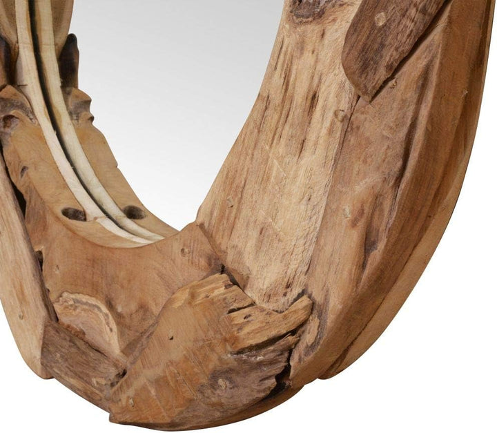 Wandspiegel Teak Spiegel Holzrahmen Wanddekoration Badspiegel mit Massivholz-Rahmen aus Teakholz Nat